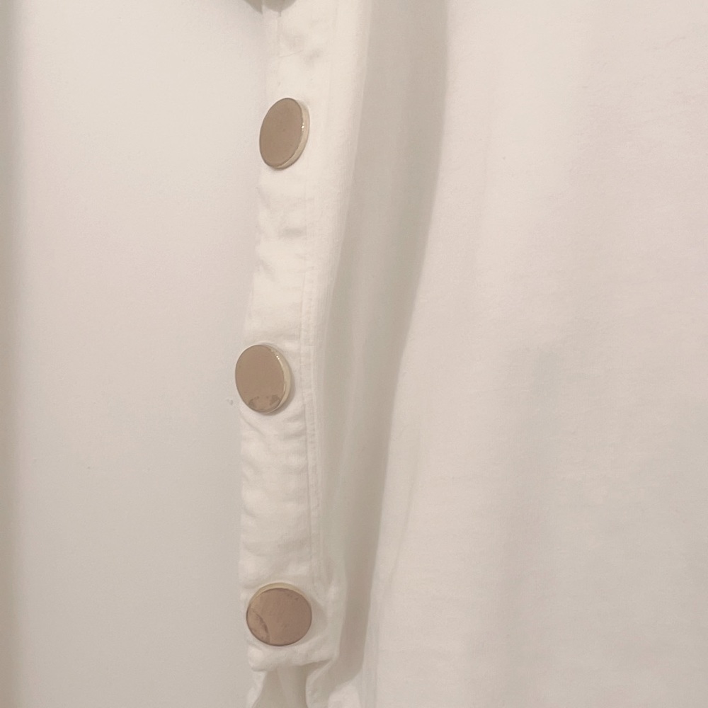 Maje White Short Sleeve Tee with Side Button Detail - Picture 4 of 8